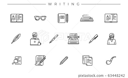 Writing concept line style vector icons set 63448242