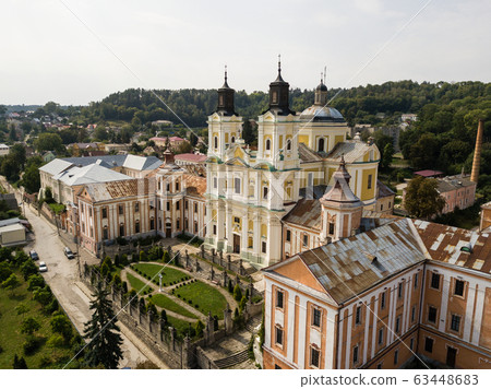 Aerial view from drone to Jesuits Monastery in Kremenets 63448683