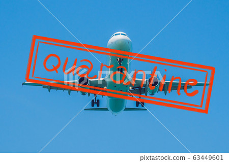 Quarantine due to coronavirus epidemic covid19 Modern airplane in the sky near Airport. takes off or 63449601