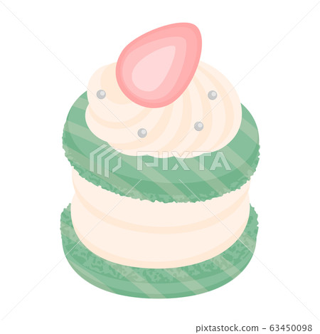 草莓鮮奶油綠色瑪卡龍筒糖/甜糖果卡通插畫素材 草莓鮮奶油綠色瑪卡龍筒糖/甜糖果卡通插畫素材 63450098