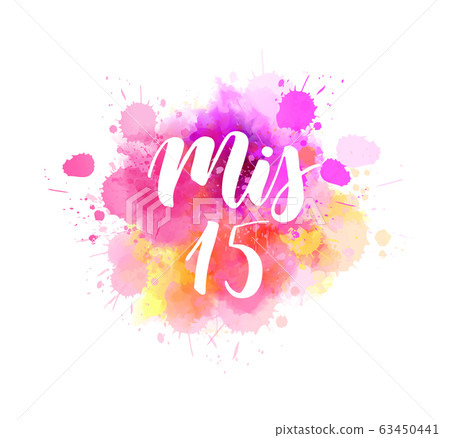 Mis 15 - handlettering on watercolor splash Mis 15 - handlettering on watercolor splash 63450441