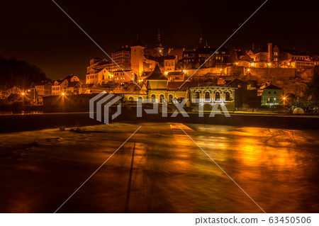 Night historical town Loket 63450506
