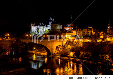 Night historical town Loket 63450507