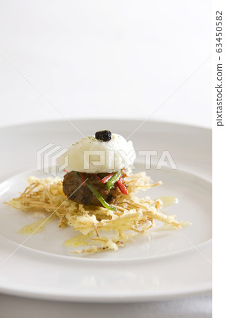 Neat korean food on white plate 63450582