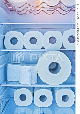 Fully filled toilet paper fridge. Panic buying Fully filled toilet paper fridge. Panic buying 63450681