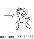anthropomorphic fencer unicorn in punto with foil 63450758