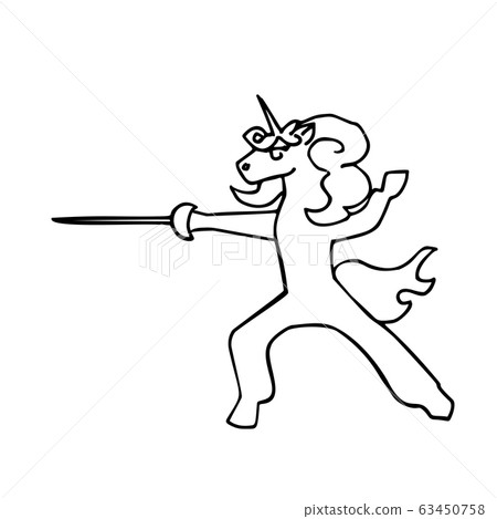 anthropomorphic fencer unicorn in punto with foil anthropomorphic fencer unicorn in punto with foil 63450758