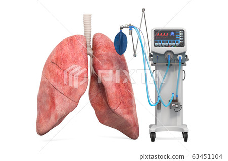 Medical ventilator with lungs, 3D rendering Medical ventilator with lungs, 3D rendering 63451104