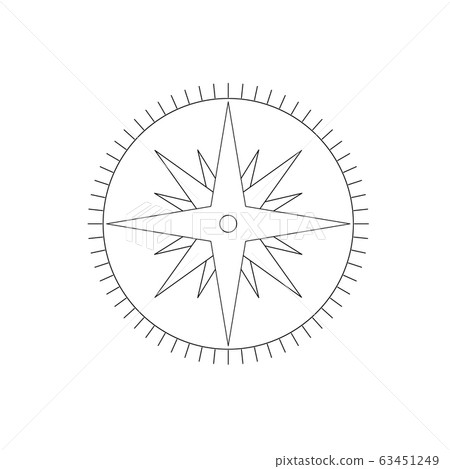 Compass rose - nautical chart. Travel equipment displaying orientation of world directions - north, east, south and west. Simple flat vector illustration Compass rose - nautical chart. Travel equipment displaying orientation of world directions - north, east, south and west. Simple flat vector illustration 63451249