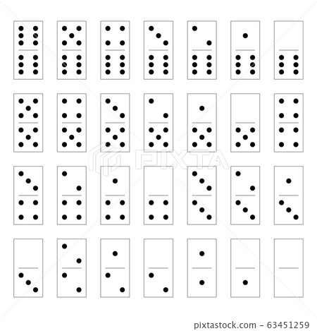 Dominos bones with shadows, set 28 pieces for game, isolated on