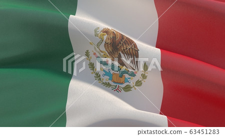 Waving flags of the world - flag of Mexico. 3D illustration. 63451283