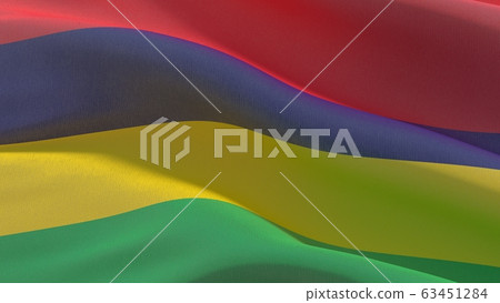 Waving flags of the world - flag of Mauritius. 3D illustration. 63451284
