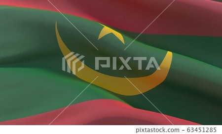 Waving flags of the world - flag of Mauritania. 3D illustration. 63451285