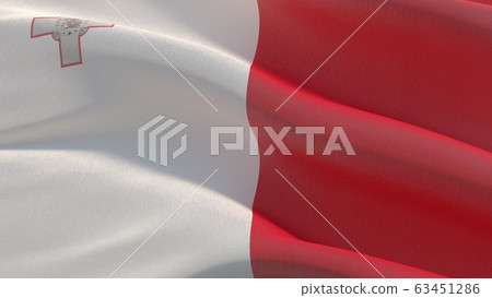Waving flags of the world - flag of Malta. 3D illustration. 63451286