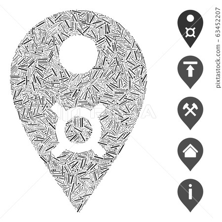 Line Collage Currency Map Marker Icon Line Collage Currency Map Marker Icon 63452207
