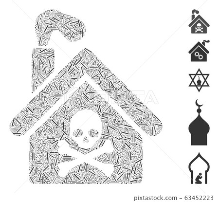 Line Mosaic Crematory Building Icon 63452223