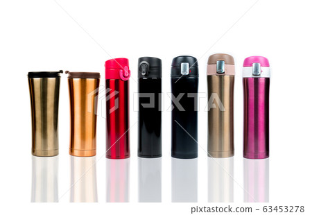 Thermo bottles on white background. Tumbler. 63453278