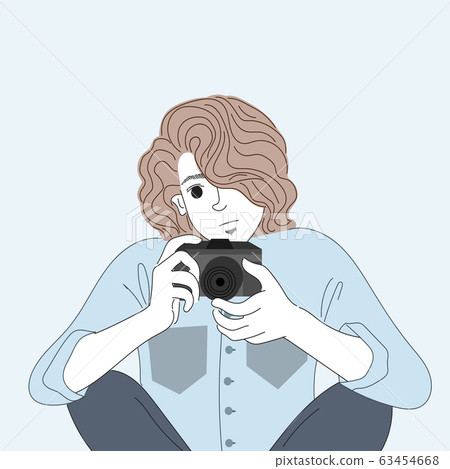Men enjoy photography in the outdoor garden.Doodle art concept,illustration painting Men enjoy photography in the outdoor garden.Doodle art concept,illustration painting 63454668