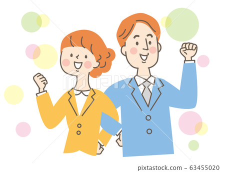 Good friends, guts pose, young men and women, arms, suit 63455020