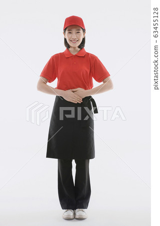 Portrait of young woman and man, part timer and owner 135 63455128