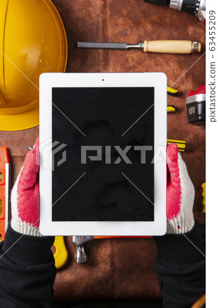 Hand work tools or construction tools top view 031 Hand work tools or construction tools top view 031 63455209