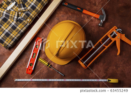 Hand work tools or construction tools top view 043 Hand work tools or construction tools top view 043 63455249