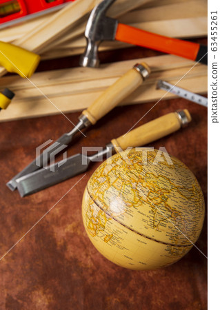 Hand work tools or construction tools top view 044 Hand work tools or construction tools top view 044 63455261