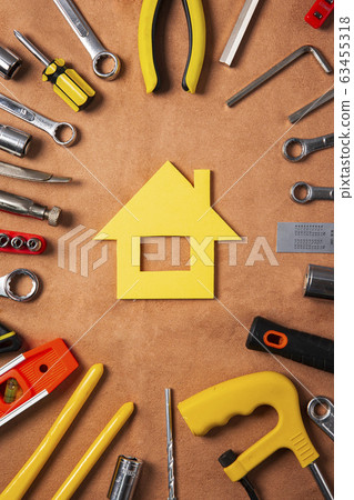 Hand work tools or construction tools top view 008 Hand work tools or construction tools top view 008 63455318