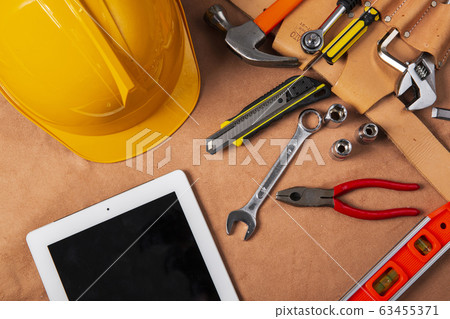 Hand work tools or construction tools top view 047 Hand work tools or construction tools top view 047 63455371