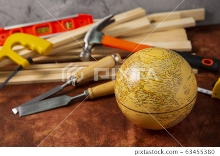 Hand work tools or construction tools top view 035 Hand work tools or construction tools top view 035 63455380