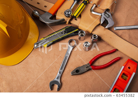 Hand work tools or construction tools top view 024 Hand work tools or construction tools top view 024 63455382