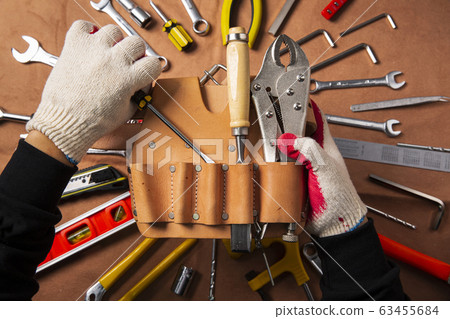 Hand work tools or construction tools top view 037 Hand work tools or construction tools top view 037 63455684