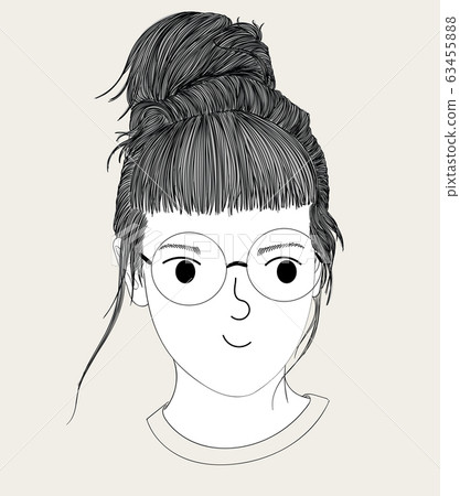 Fashion illustration of girl. Lovely girl. Hairstyles for women in modern style. Fashion illustration of girl. Lovely girl. Hairstyles for women in modern style. 63455888