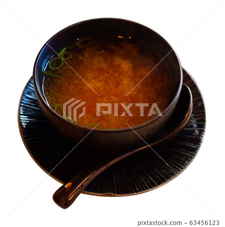 Japanise meal misoshiru erved in the bowl 63456123
