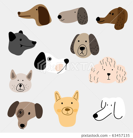 Illustration set of dogs in various styles.Doodle art concept,illustration painting 63457135