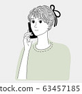 Woman talking on the phone with a friend.Doodle art concept,illustration painting 63457185