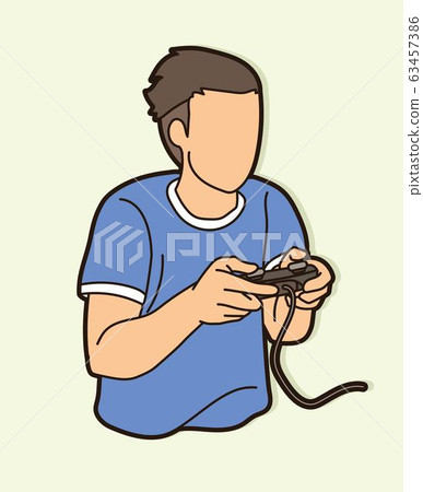 Man playing video games cartoon graphic vector Man playing video games cartoon graphic vector 63457386