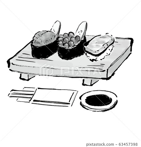 Black and white, monochrome, monochrome, illustration material, salmon, sea urchin, sea urchin, sea urchin, large toro, toro, tuna, assorted, Black and white, monochrome, monochrome, illustration material, salmon, sea urchin, sea urchin, sea urchin, large toro, toro, tuna, assorted, 63457398