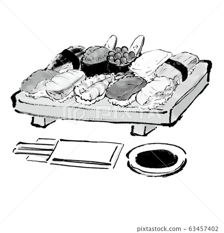 Sushi, monochrome, single color, illustration material, assorted, assorted, food, Japanese food, cuisine, sushi, nigiri, Sushi, monochrome, single color, illustration material, assorted, assorted, food, Japanese food, cuisine, sushi, nigiri, 63457402