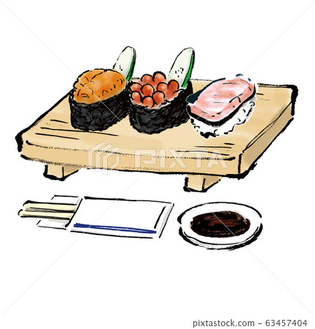 Illustration material, salmon, sea urchin, sea urchin, sea urchin, large toro, toro, tuna, assorted, tuna, food, warship roll, 63457404