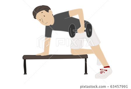 Person material: men, training, dumbbell training 63457991