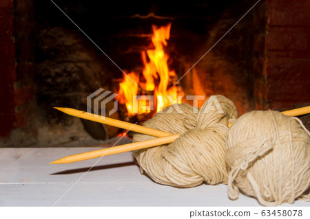 winter concept knitting wool and tricot needles winter concept knitting wool and tricot needles 63458078