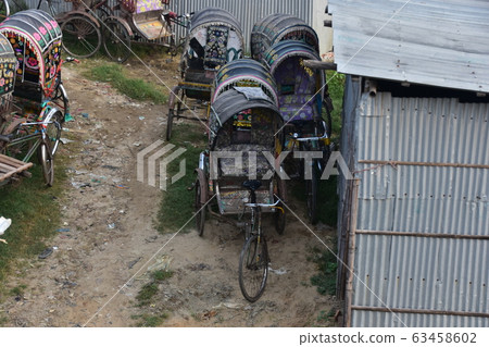 Chittagong, Bangladesh Bicycle taxi cycle rickshaw A lot of rickshaws and brightly patterned bodywork 63458602