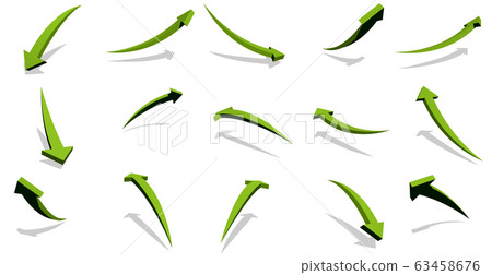 Vector illustration, a curved arrow with a movement that illuminates from the right diagonally above, transparent background 63458676