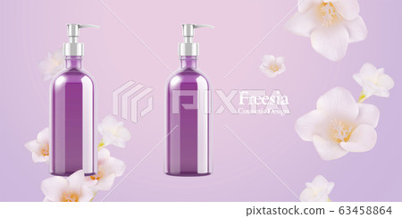Cosmetic purple pump bottles Cosmetic purple pump bottles 63458864