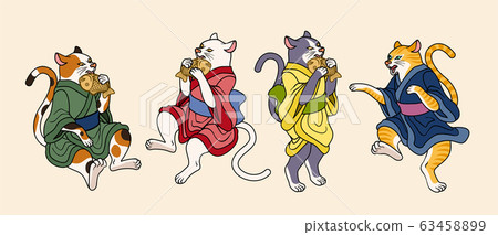 Cute cats eating taiyaki Cute cats eating taiyaki 63458899