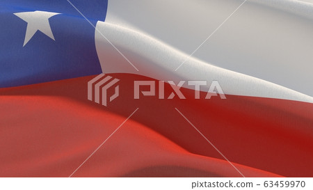 High resolution close-up flag of Chile. 3D illustration. High resolution close-up flag of Chile. 3D illustration. 63459970