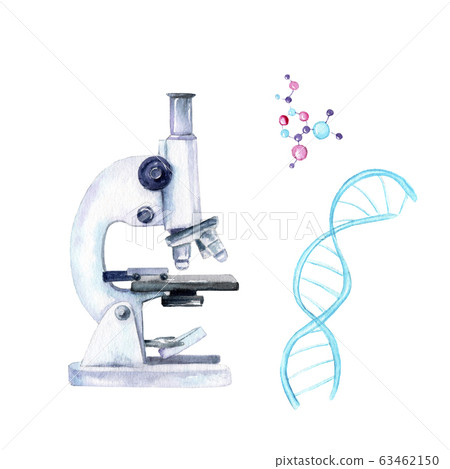 Watercolor Drawing - Microscope, Dna,... - Stock Illustration [63462150] - Pixta