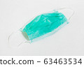 Surgical mask isolated on white background. Medical masks prevent transmission of body fluids from the wearer to others. 63463534