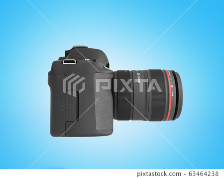 photo camera 3d render on blue background 63464238